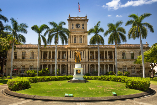 Exterior of Ali’iolani Hale (Hawaii State Supreme Court) in Honolulu, Oahu, Hawaii